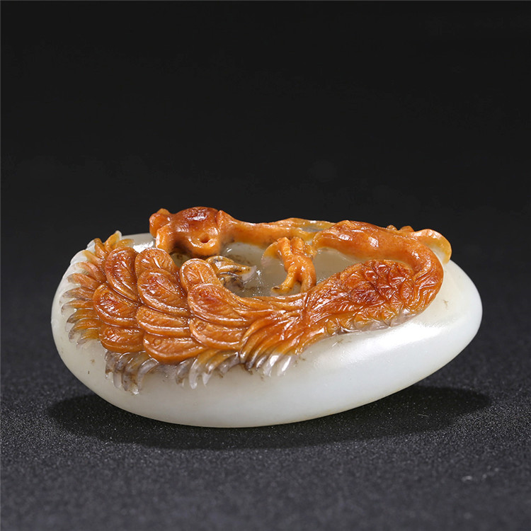 白玉項鏈優(yōu)雅孔雀吊墜，錦繡前程玉石掛墜