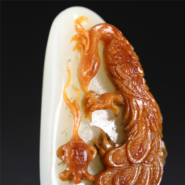 白玉項鏈優(yōu)雅孔雀吊墜，錦繡前程玉石掛墜