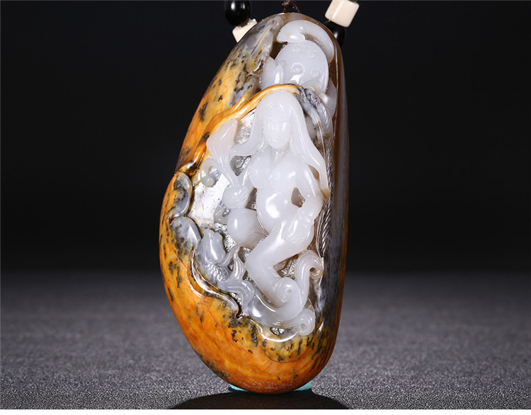 裸女玉貴人玉石手把件，和田玉籽料手玩件蘇工