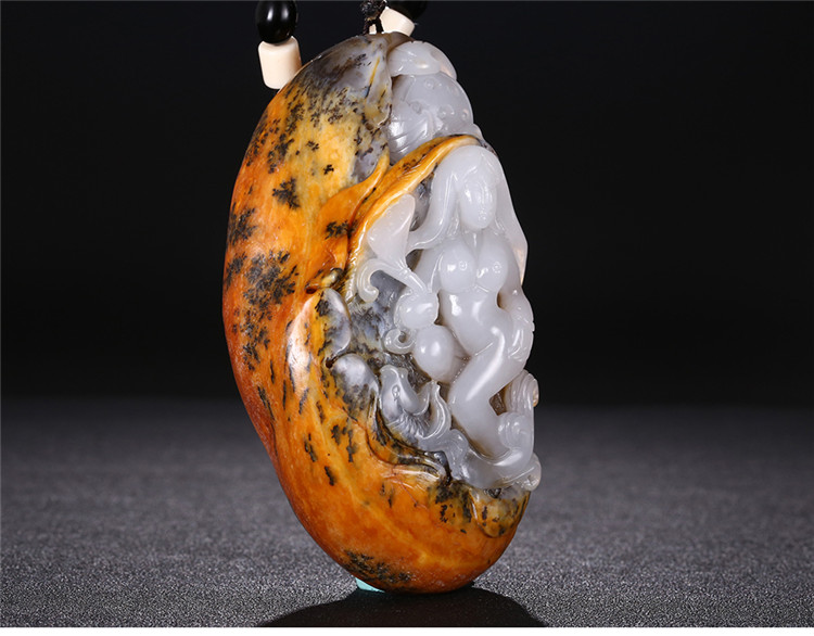 裸女玉貴人玉石手把件，和田玉籽料手玩件蘇工