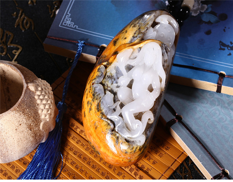 裸女玉貴人玉石手把件，和田玉籽料手玩件蘇工