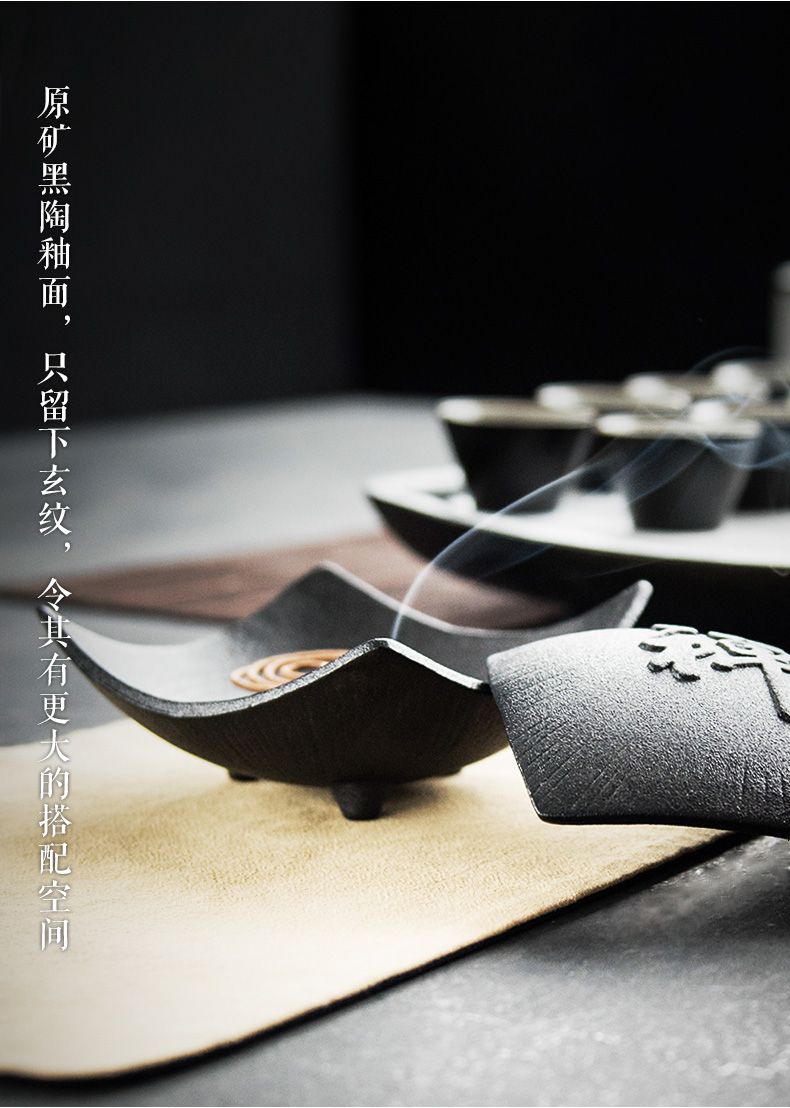 禪意粗陶茶道香爐，陶瓷檀香盤香薰?fàn)t。