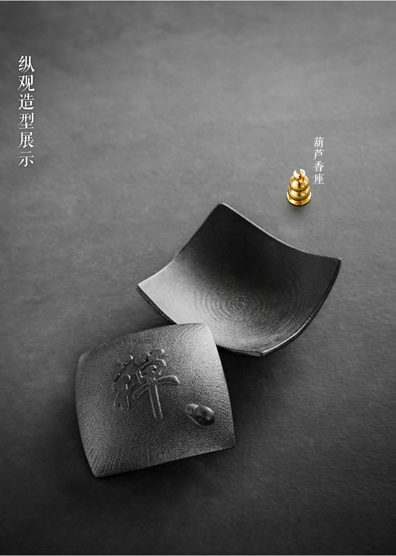禪意粗陶茶道香爐，陶瓷檀香盤香薰?fàn)t。