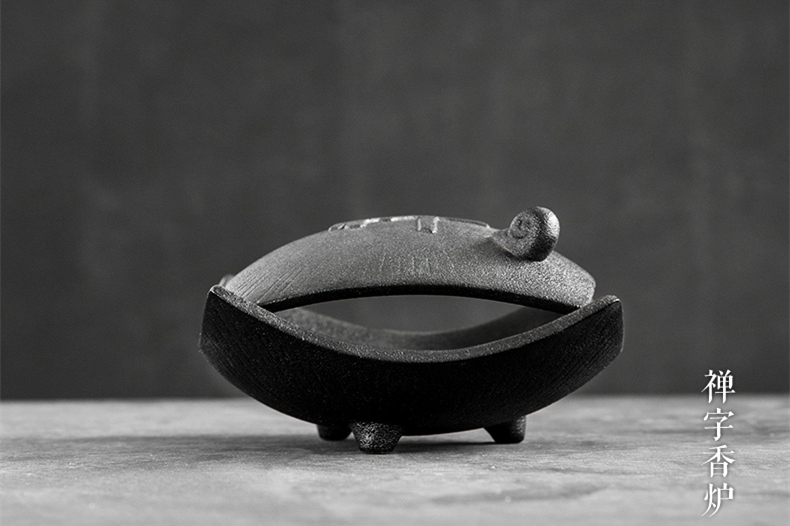 禪意粗陶茶道香爐，陶瓷檀香盤香薰?fàn)t。