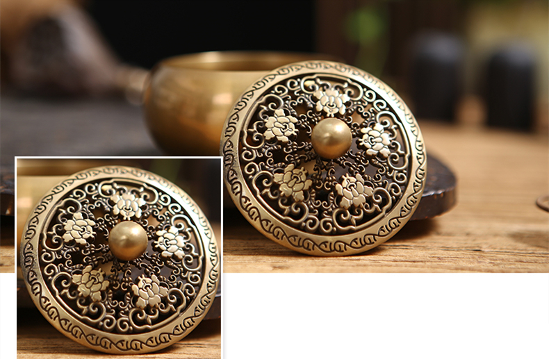 鏤空蝴蝶花紋純銅香爐，仿古沉香檀香熏香盤香