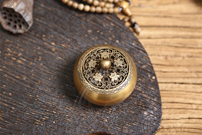 鏤空蝴蝶花紋純銅香爐，仿古沉香檀香熏香盤香