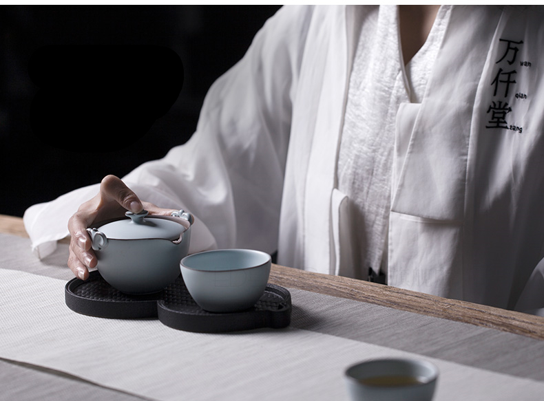 陶瓷功夫茶具一壺二杯，粗陶泡茶器