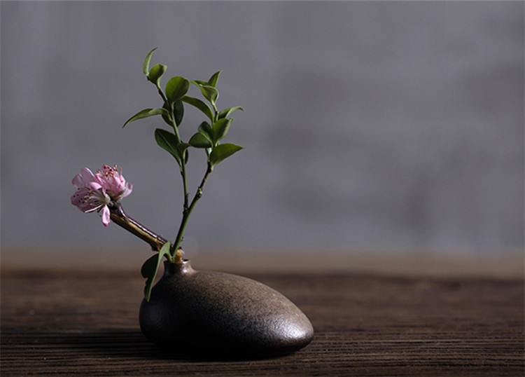 陶瓷花瓶桌面迷你小花插，中式禪意花插三石圖