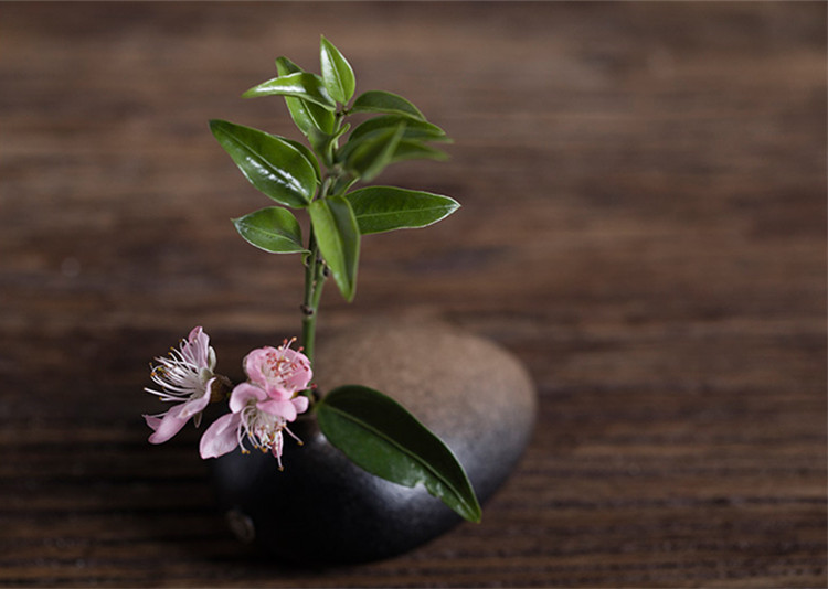 陶瓷花瓶桌面迷你小花插，中式禪意花插三石圖