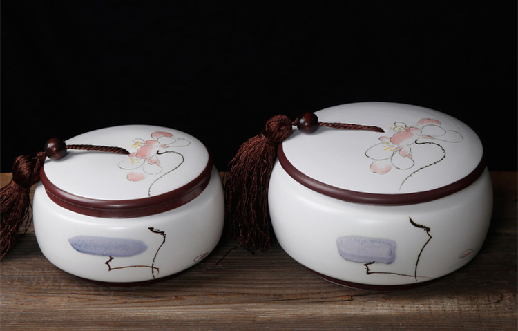 手繪陶瓷茶葉密封罐，龍泉青瓷禮盒裝普洱醒茶