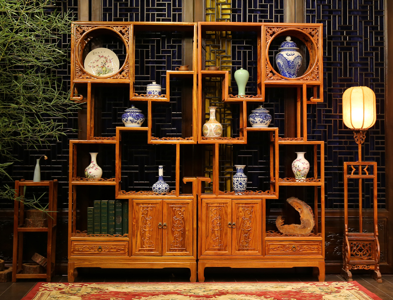全實(shí)木中式隔斷仿古博古架，家具多寶閣格置物