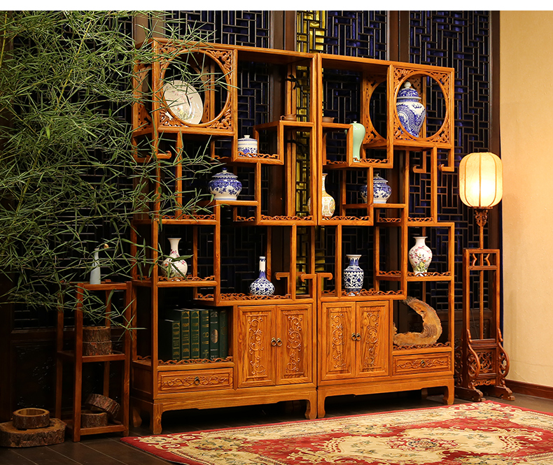 全實(shí)木中式隔斷仿古博古架，家具多寶閣格置物