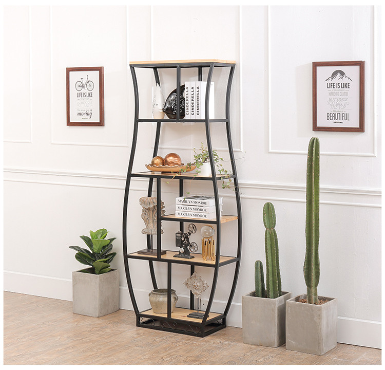書架鐵藝展示架復古博古架，創(chuàng)意置物架隔斷多
