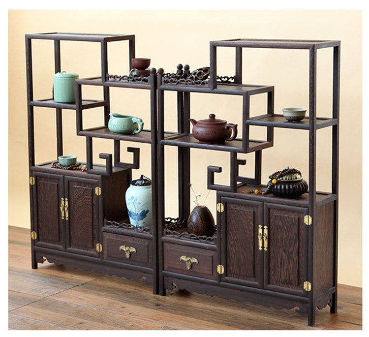 雞翅木實(shí)木小博古架，中式多寶閣擺件架
