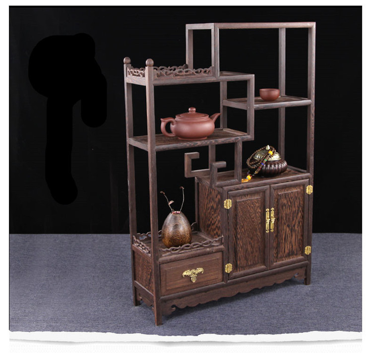 雞翅木實(shí)木小博古架，中式多寶閣擺件架