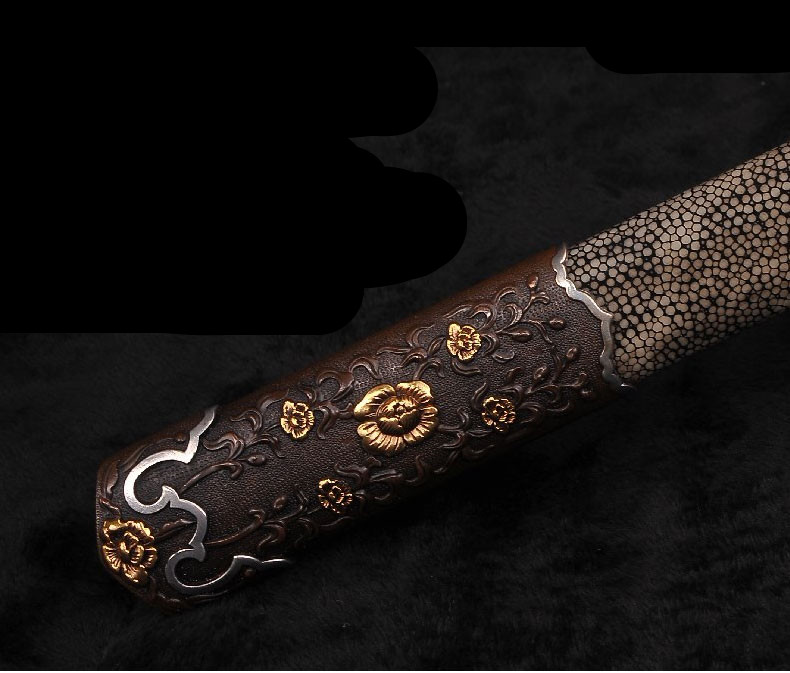 精美鎏金銀唐劍之王，冷兵器羽毛紋寶劍