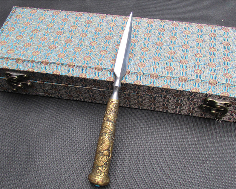 花紋鋼茶針茶錐手工普洱開茶刀，冷兵器茶具配