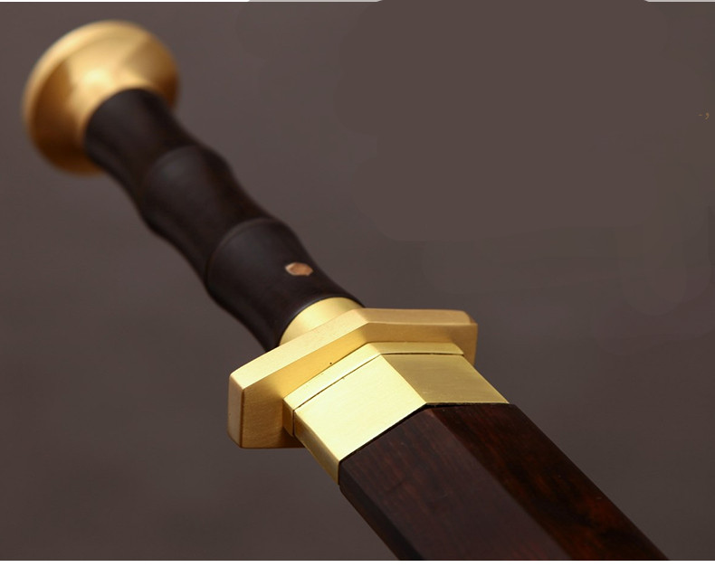 銅裝紫檀漢劍寶劍，工藝品花鋼紋一體刀