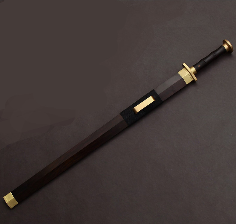 銅裝紫檀漢劍寶劍，工藝品花鋼紋一體刀