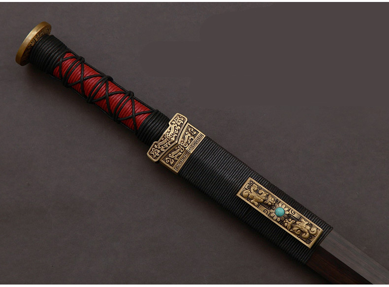 螭虎漢劍銅裝紫檀小劍，王權(quán)象征螭虎紋短劍兵