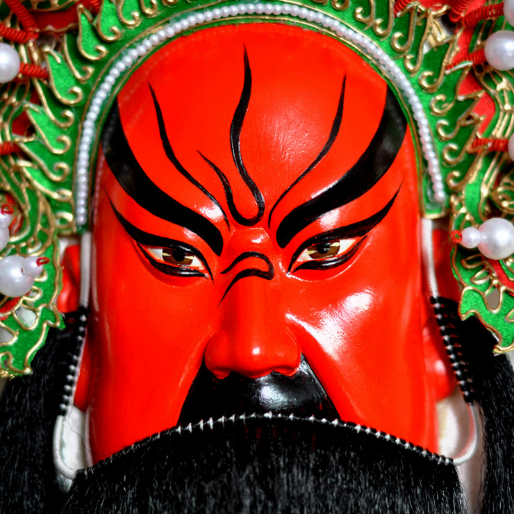 武財(cái)神紅臉的關(guān)公臉譜，國粹家具飾品掛件