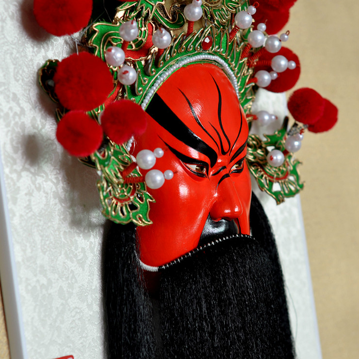 武財(cái)神紅臉的關(guān)公臉譜，國粹家具飾品掛件