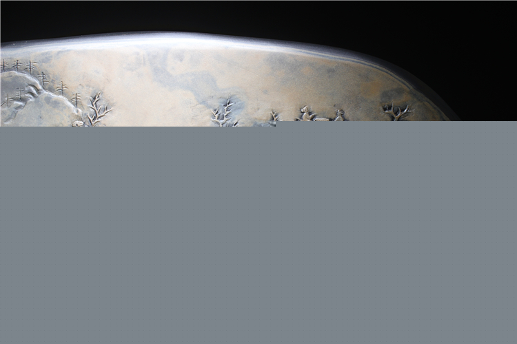 松山雅居歙硯手工精品，老坑金暈原石籽料