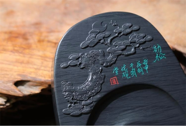 勁松暗香天然原石硯臺，文房四寶精品硯臺
