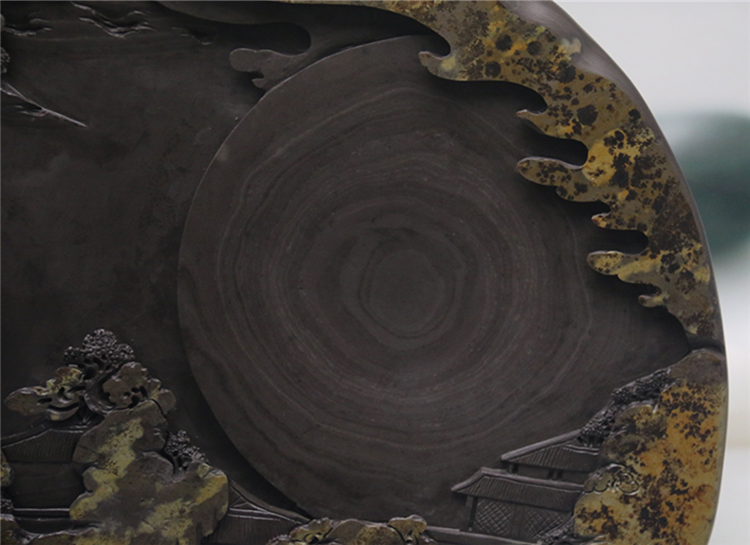 松山攬勝玉黛石硯臺(tái)，中國(guó)文房四寶硯臺(tái)