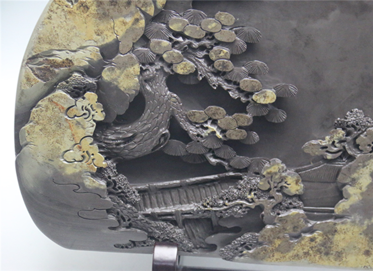 松山攬勝玉黛石硯臺(tái)，中國(guó)文房四寶硯臺(tái)