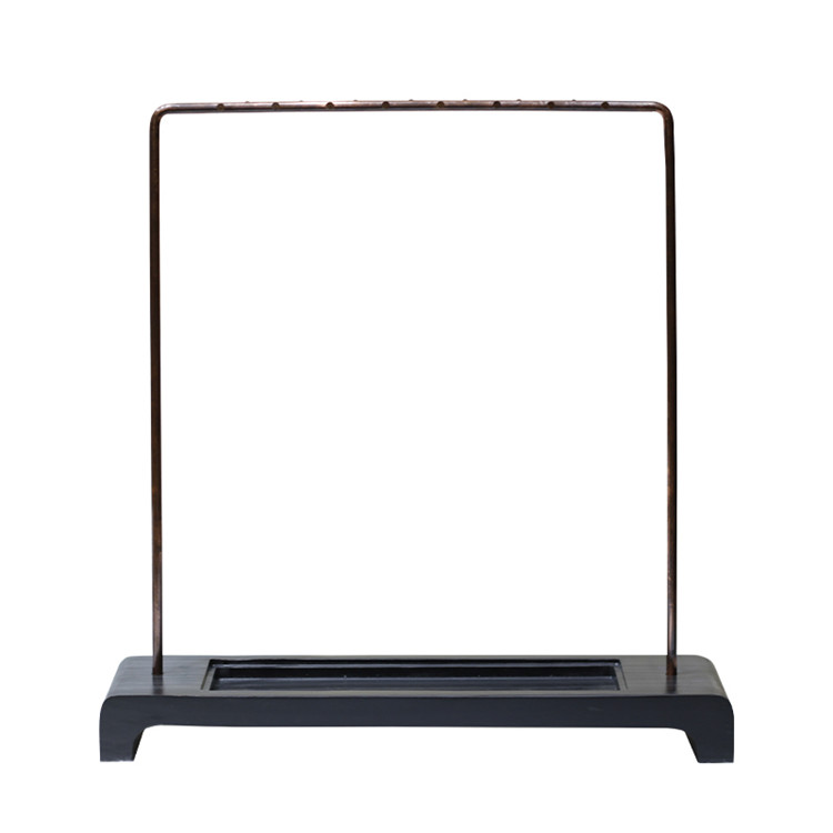 紫銅精品硯石毛筆掛，中式書法擺件筆架