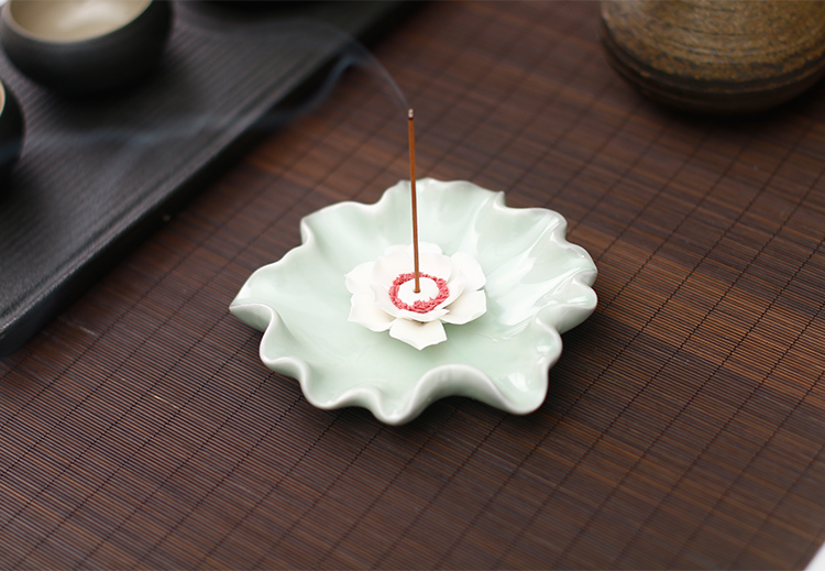 蓮花香爐香插線香爐，創(chuàng)意唯美中式陶瓷熏香爐