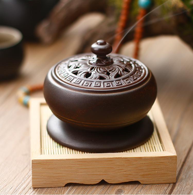 古典創(chuàng)意黑陶香薰爐，家用居室供佛仿古熏香爐