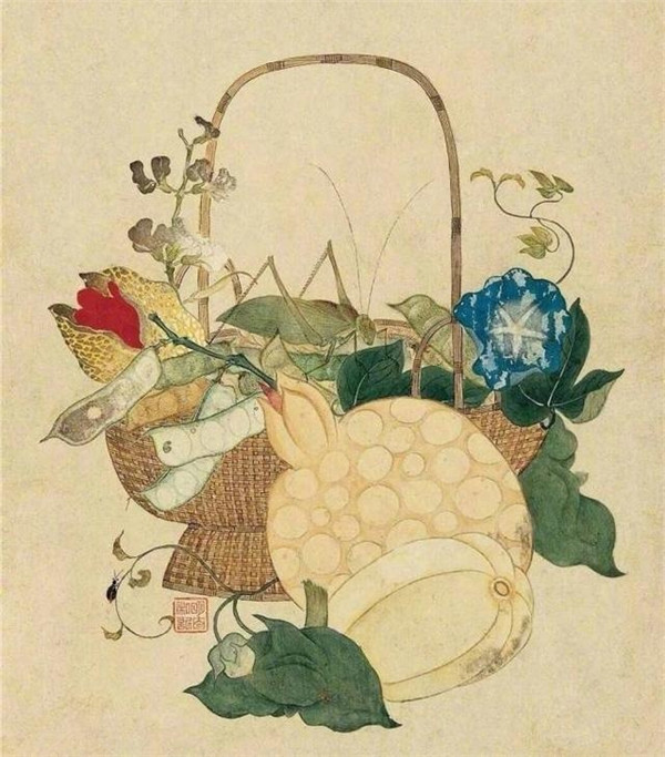 明清時(shí)代畫(huà)家陳明自繪畫(huà)的花卉動(dòng)物