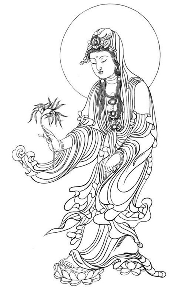 福連文苑繪畫技巧白描觀音圖