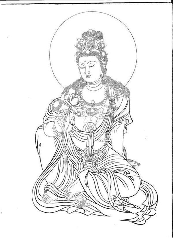 福連文苑繪畫技巧白描觀音圖