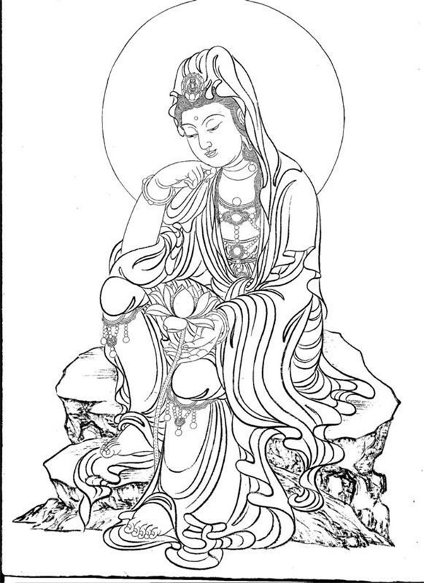 福連文苑繪畫技巧白描觀音圖