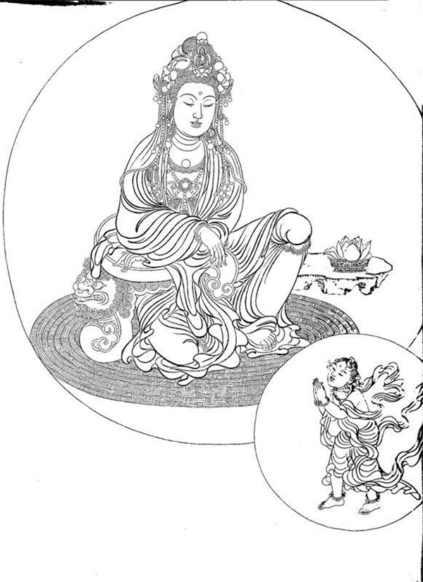 福連文苑繪畫技巧白描觀音圖