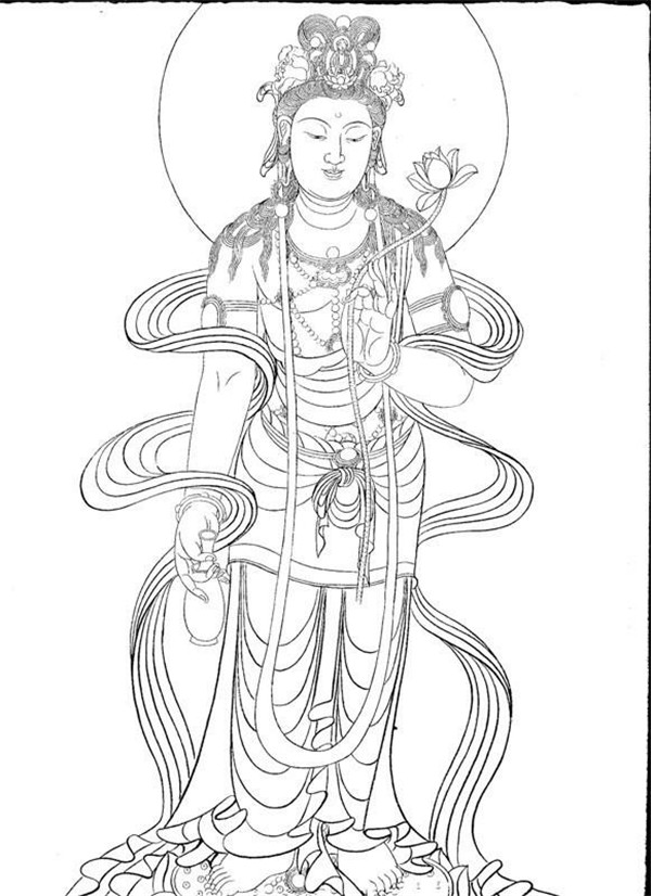 福連文苑繪畫技巧白描觀音圖