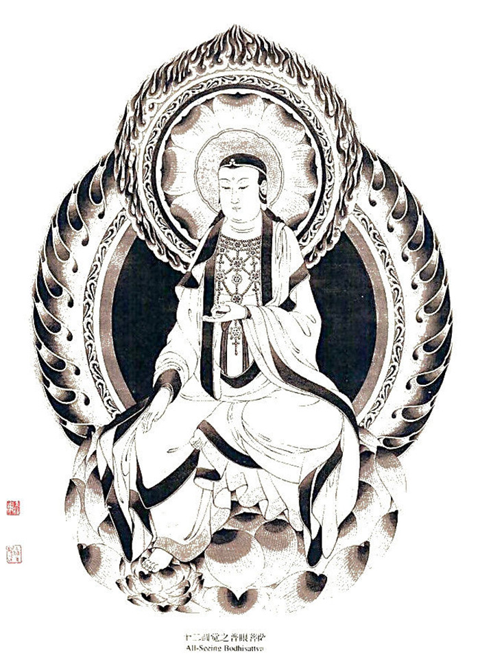 中國(guó)傳統(tǒng)菩薩大菩薩國(guó)畫(huà)白描欣賞