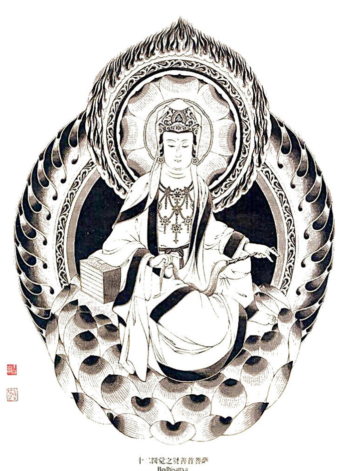 中國(guó)傳統(tǒng)菩薩大菩薩國(guó)畫(huà)白描欣賞