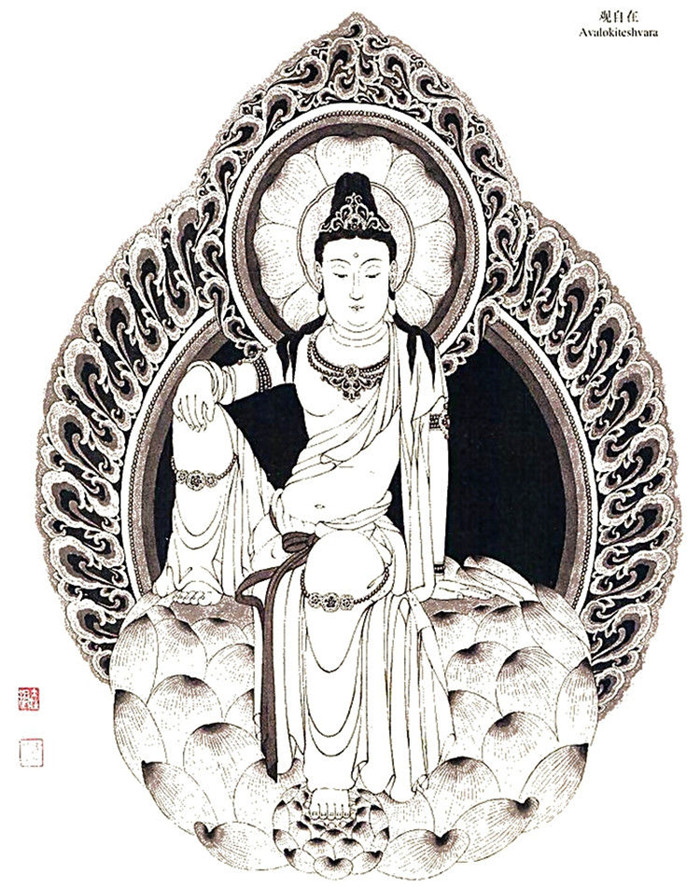 中國(guó)傳統(tǒng)菩薩大菩薩國(guó)畫(huà)白描欣賞