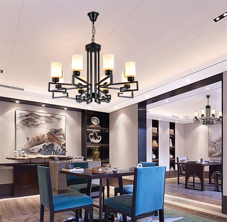 新中式客廳復古大吊燈，鐵藝室內燈具