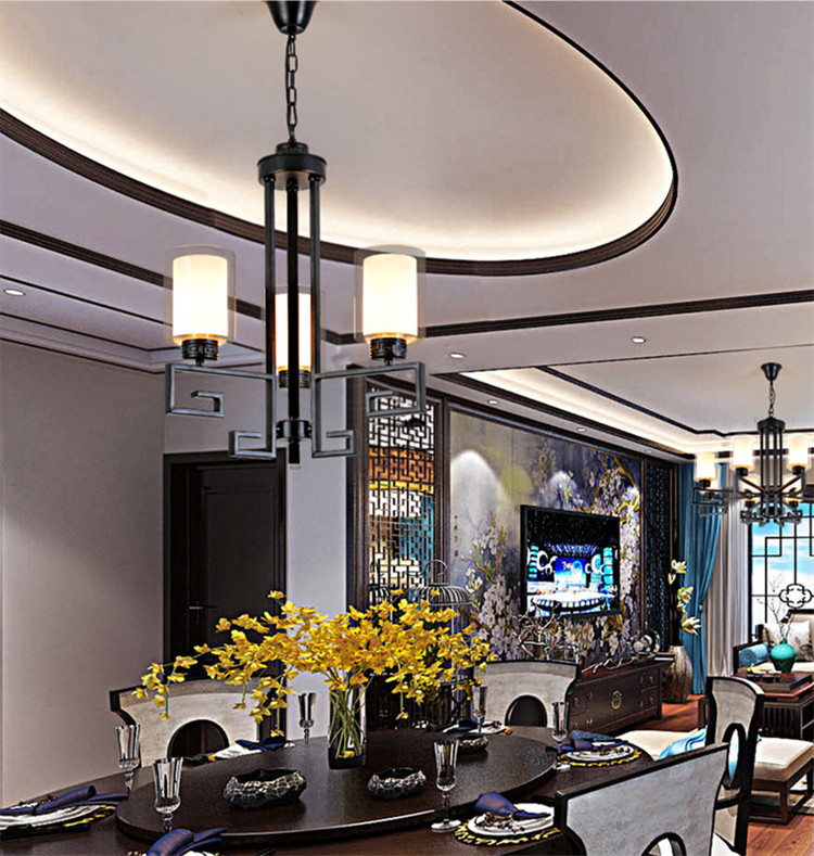 新中式客廳復古大吊燈，鐵藝室內燈具