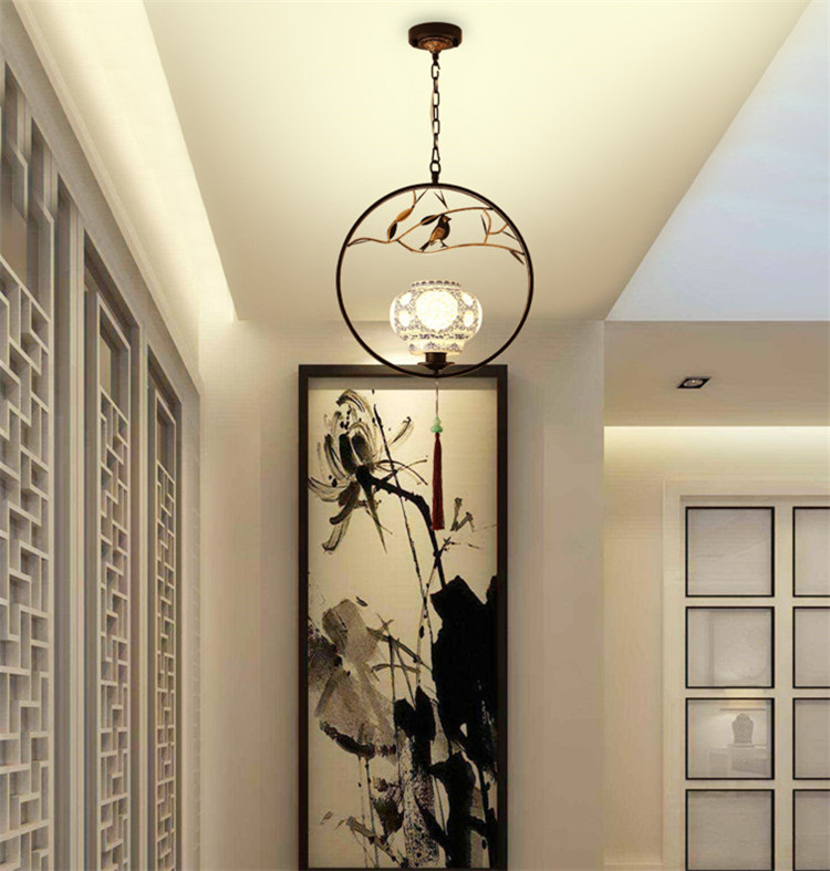 福連文苑仿青花瓷禪意禪意創(chuàng)意小鳥吊燈