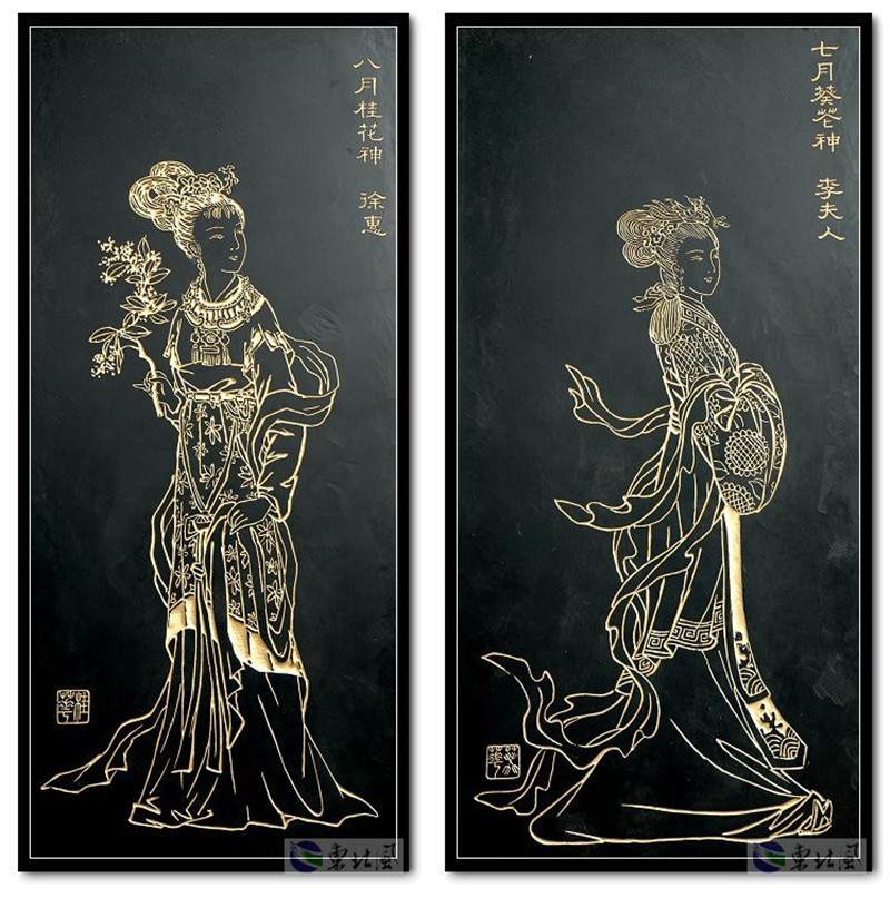 中國民間傳說十二花神版畫欣賞