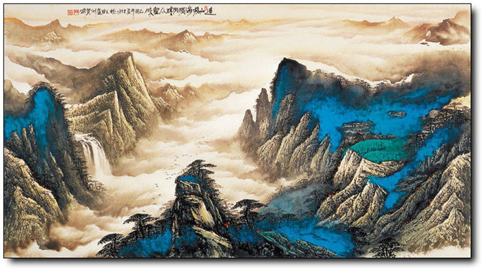 巍峨大氣的山水風景水墨國畫作品欣賞