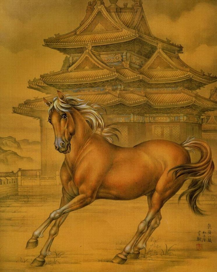 細膩畫工筆畫風(fēng)乾隆八駿圖