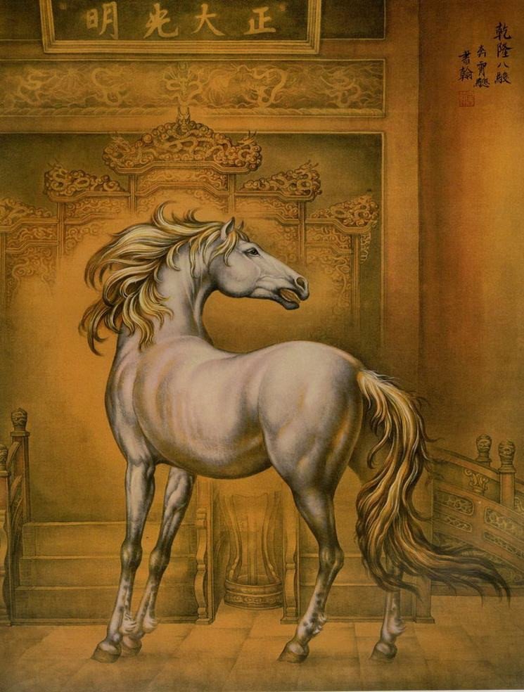 細膩畫工筆畫風(fēng)乾隆八駿圖