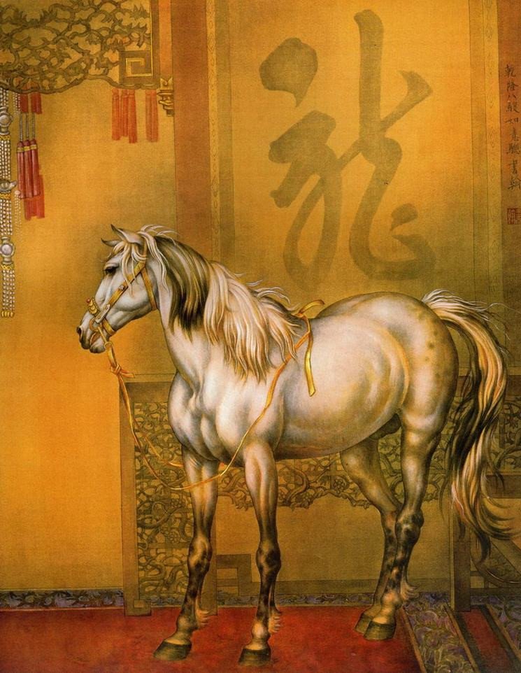 細膩畫工筆畫風乾隆八駿圖